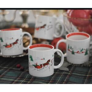 Set of 4 Happy Holiday Hallmark Japan Mugs